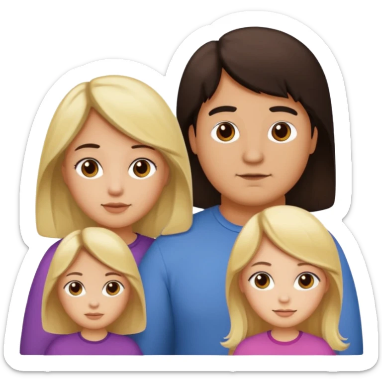 Familia de 4 personas : Hombre gordito,pelo oscuro, Mujer pelo cafe, hija pelo mono , hija pelo oscuro. sticker