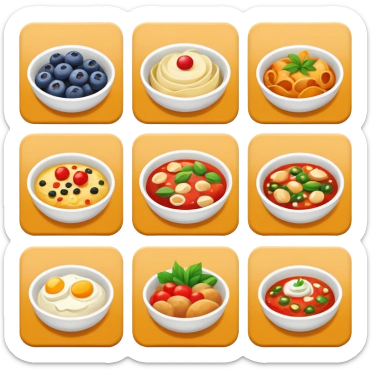 a lot of photo with food like catalog cards from delivery app sticker