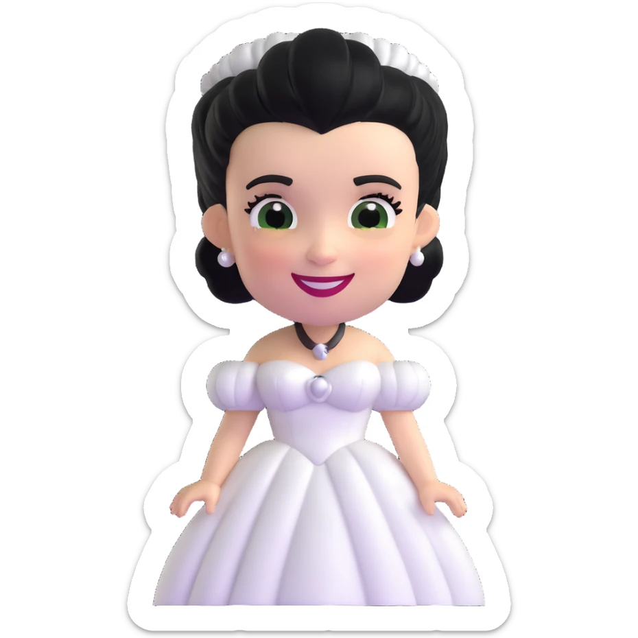 adorable 3D Bride of Frankenstein with big smile and cute black and white hair sticker