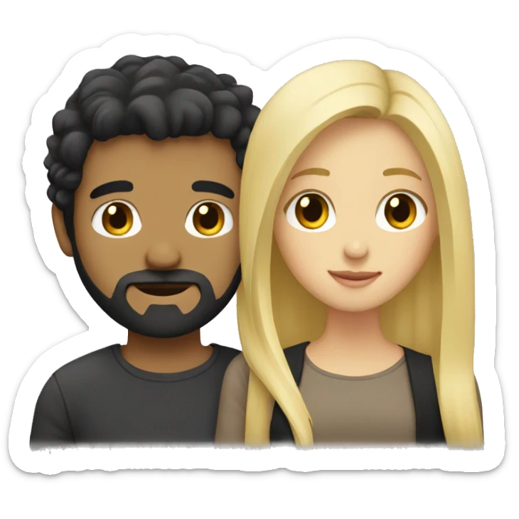 Blonde Girl with long hair and her boyfriend with black hair and beard  sticker