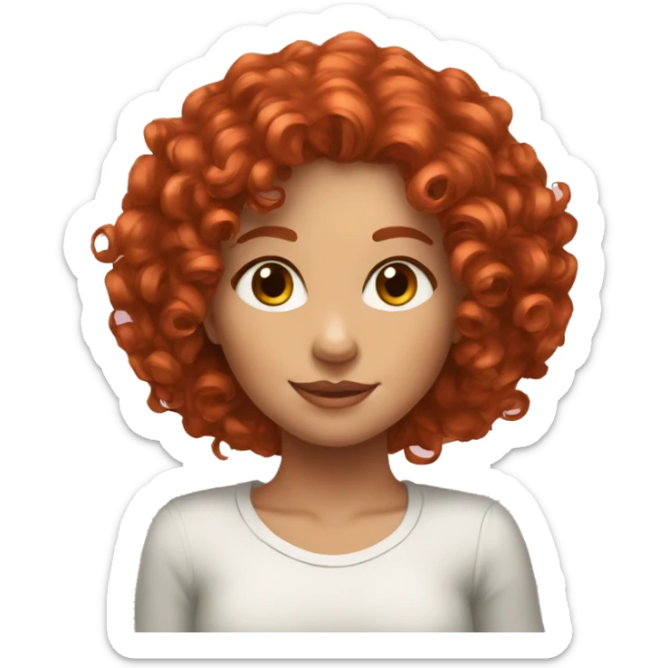 I need to generate a girl with red curly hair, her hair should have big curls sticker