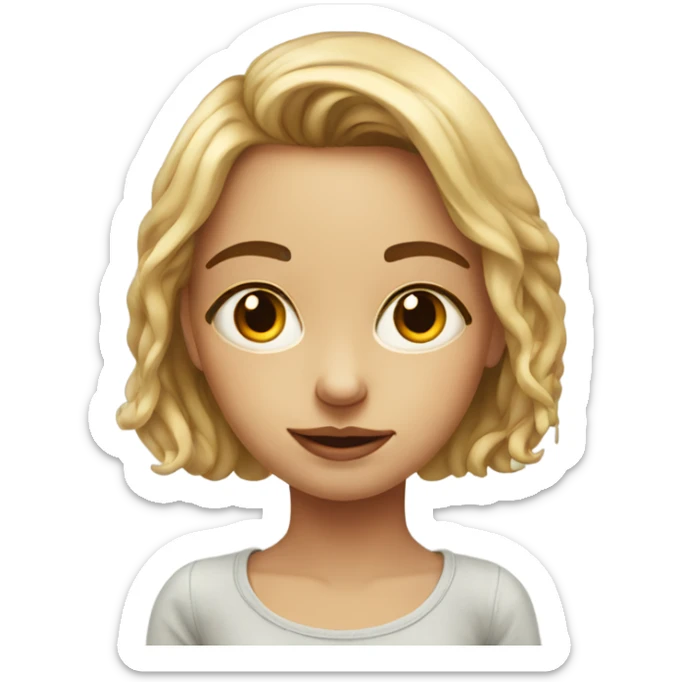 realistic portrait of girl and thinking of love sticker