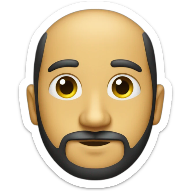 Hombre de 30 años con barba y piel amarilla de ojos negros redondos sticker