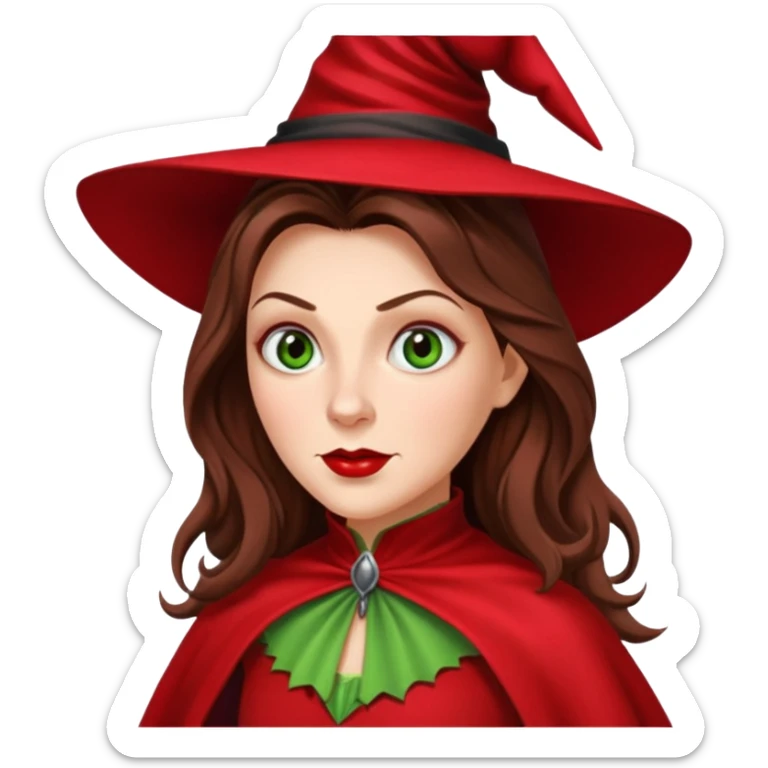 Wicked Witch of the East from the Wizard of Oz with long brown hair, red outfit sticker