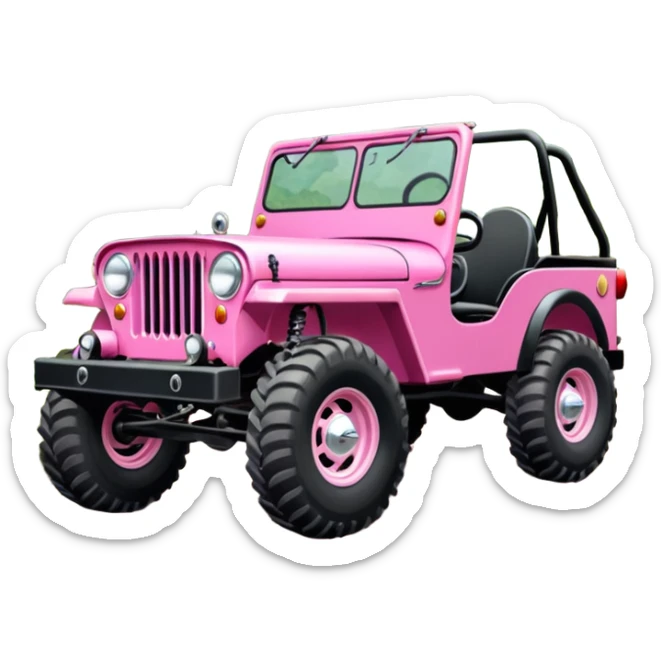 Jetson’s Full size jungle tour 1942 Willy’s pink jeep crawler with installed winch on bumper  sticker