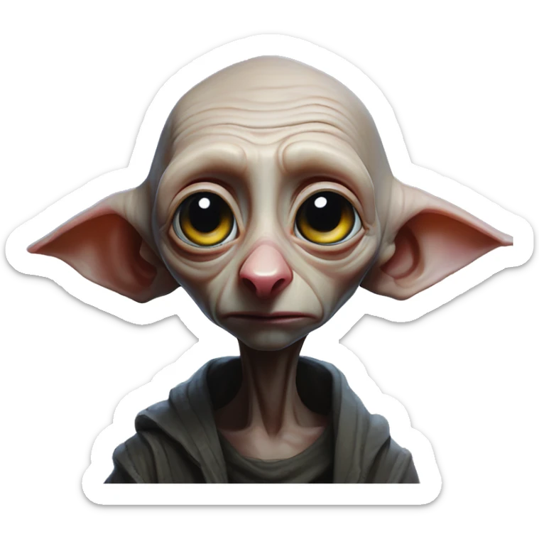 Cyberpunk dobby in Polestar style, oil paint, mysterious eyes, intricate lips, masterpiece portrait, beautiful, desirable, logical sticker