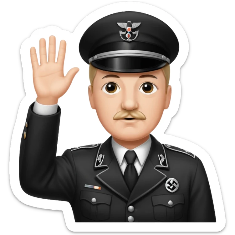 Hitler raising one hand straight out like a Sieg Hail salute in Black SS uniform. The arm must be straight out sticker
