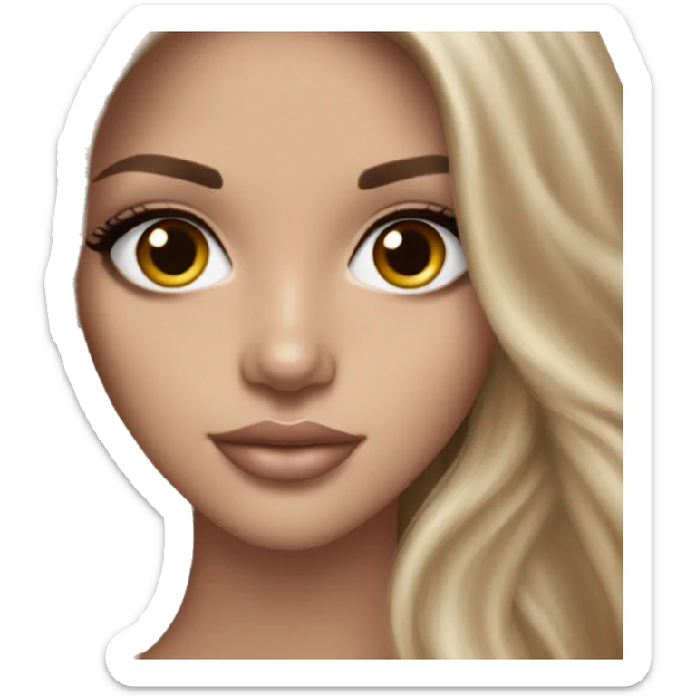 Realistic victoria secret model brunette long hair light brown eyes  sticker