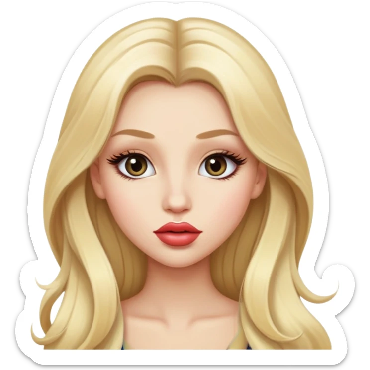 chica con pelo muy largo rubia guapa y con pestañas y labios grandes sticker