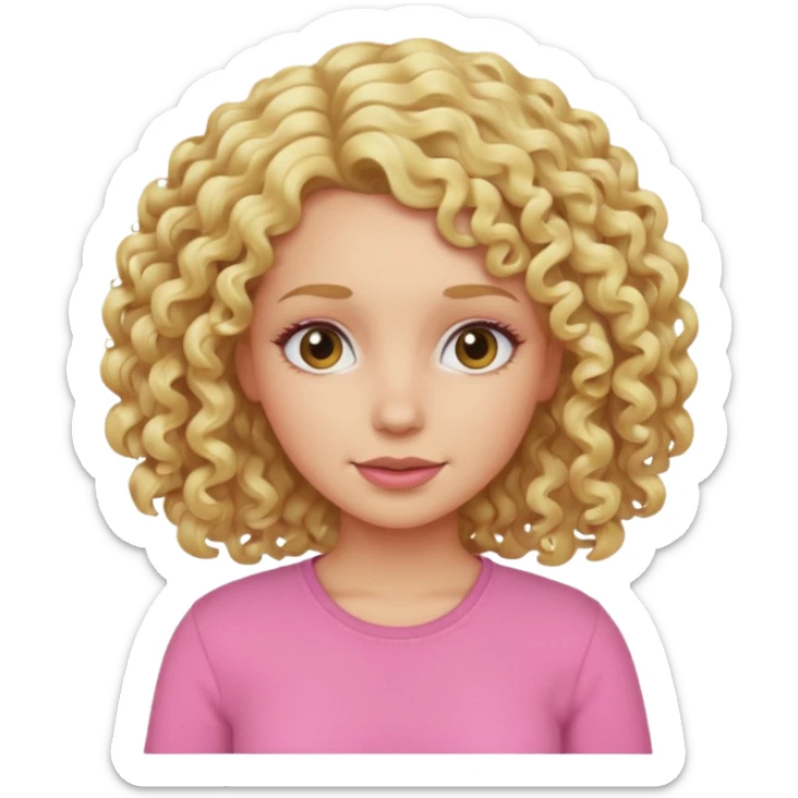 blonde curly woman pink shirt  sticker