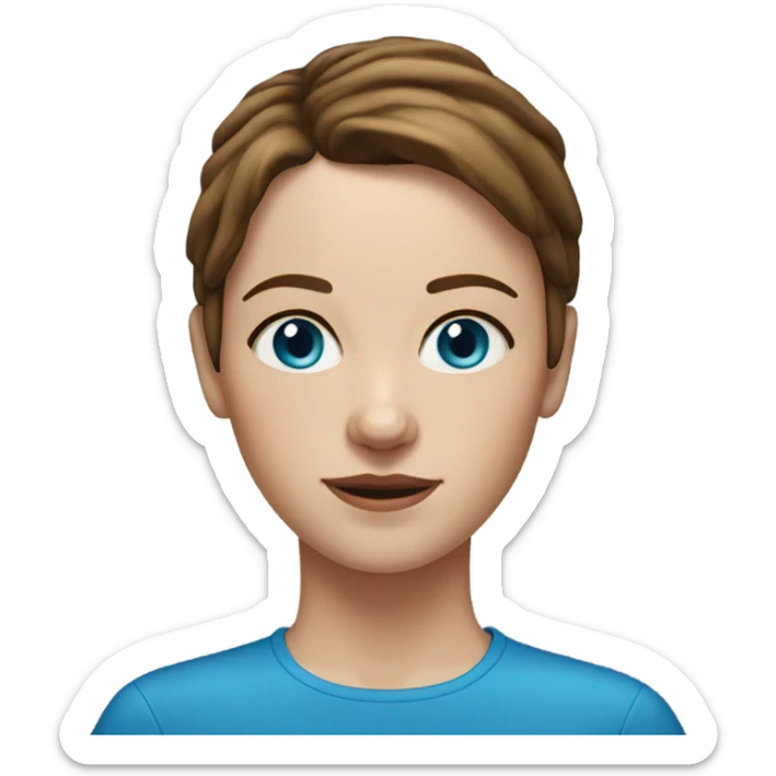 realistic portrait of white woman with shorter brown hair , blue eyes sticker