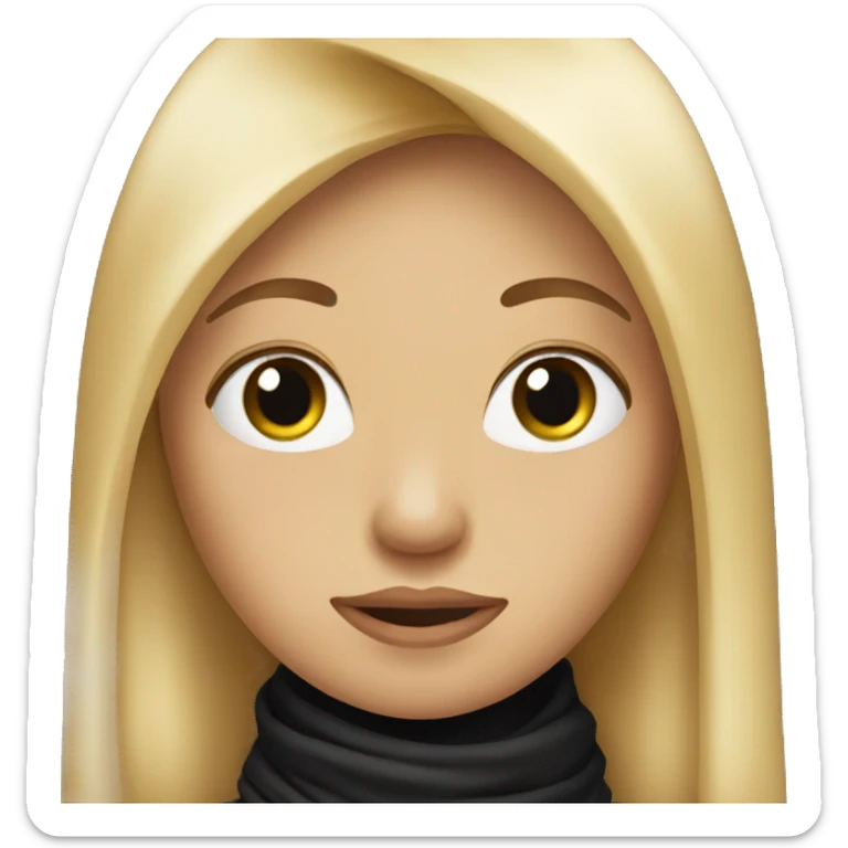 Cute woman with long straight blonde hair. A black scarf is covering the mouth. sticker
