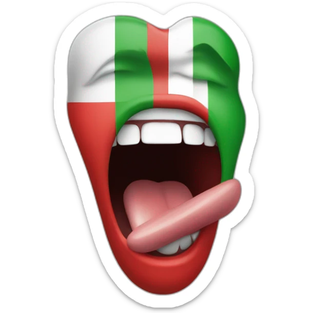 tongue out of mouth in italian flag colours sticker