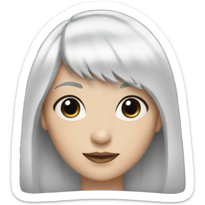 Woman who has white skin and half black hair and half White hair and bangs  sticker
