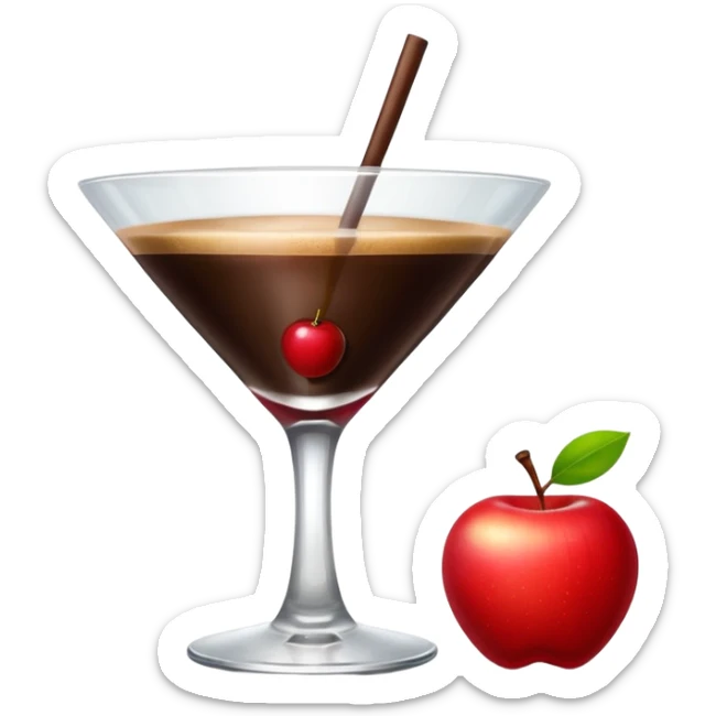 The apple heart eye emoji except the emoji has espresso martinis for eyes sticker