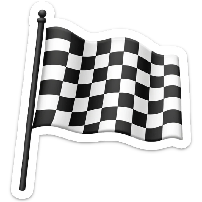 iOS-style emoji of a checkered flag, similar to the one used in Formula 1 sticker