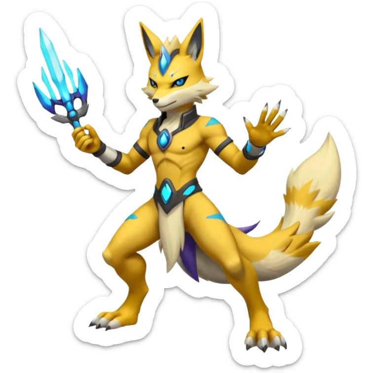  Futuristic Toned Masculine Zeraora-Renamon-fusion (full body) sticker