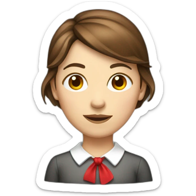 brown hair female school teacher with a red bow on the hair sticker