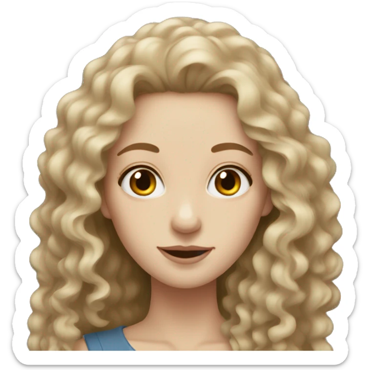 Woman with pale skin and long curly brown hair  sticker