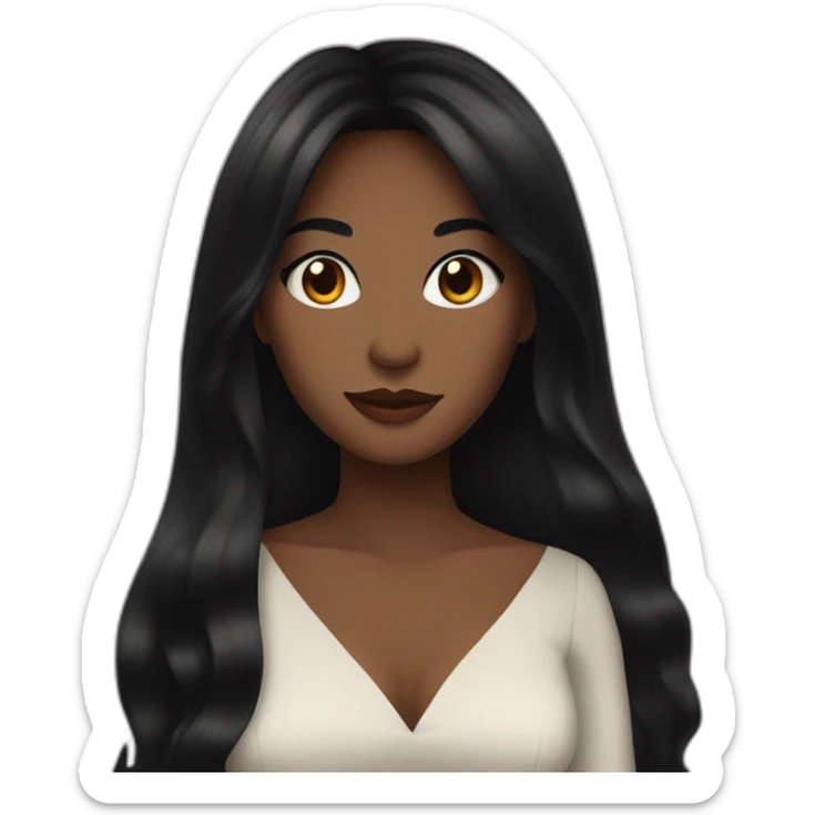 long black hair woman in a dark rich dress eyes are red sticker