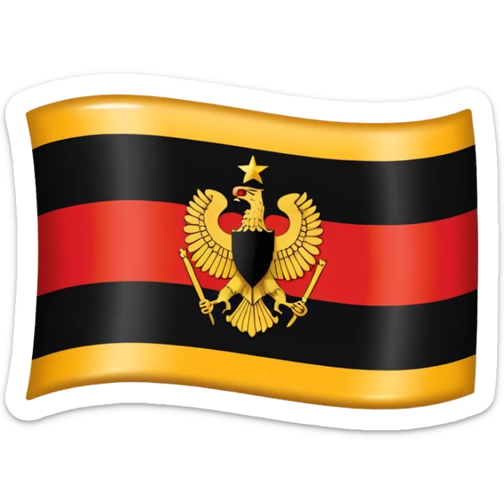 The flag of East Germany (the German Democratic Republic or GDR) consisted of the traditional German black, red, and gold horizontal tricolor, distinguished by a central emblem. sticker