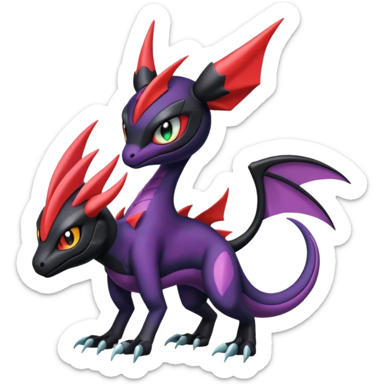 Colorful Cool Badass  Meloetta-Noibat-Noivern-Salandit-Guilmon-Darkrai-Pokémon-Fakémon-fusion-hybrid-creature sticker