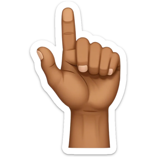 There is a hand, this hand is in the shape of a fist and the thumb, index finger and middle finger are visible between the fist. sticker