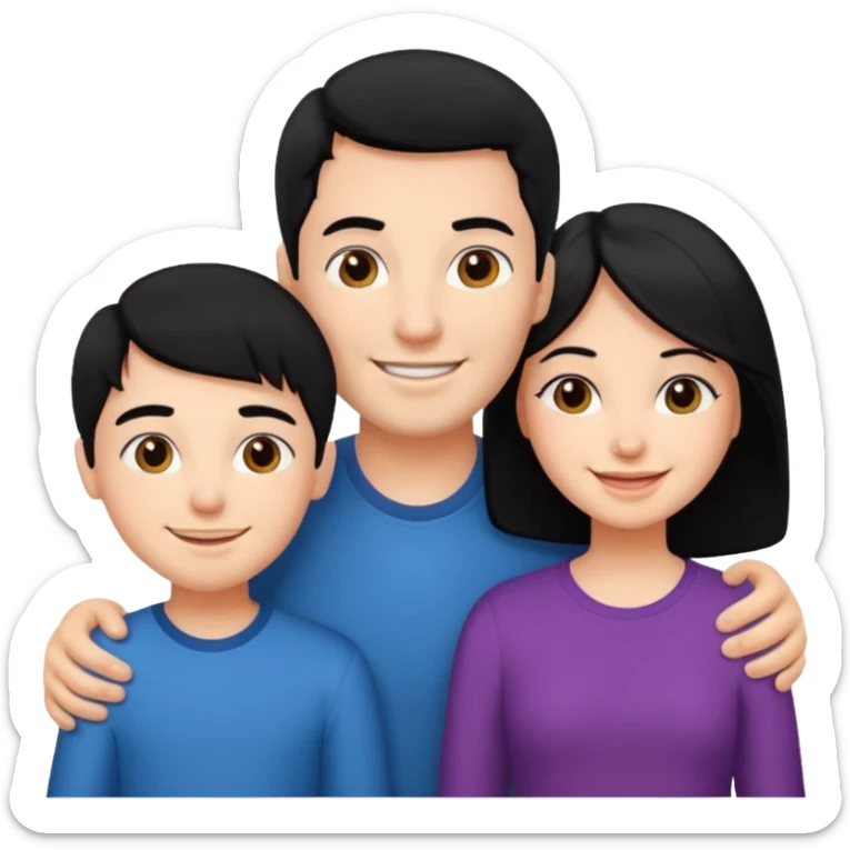 Couple of married man and woman with one kid teenager with black hair sticker