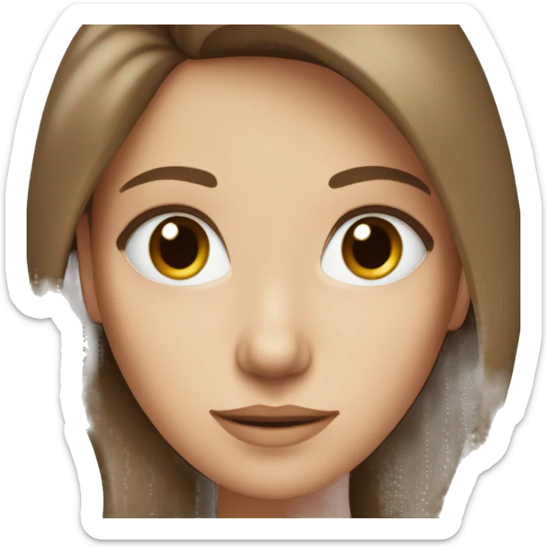 A white woman with long brown hair with blue and brown eyes  sticker