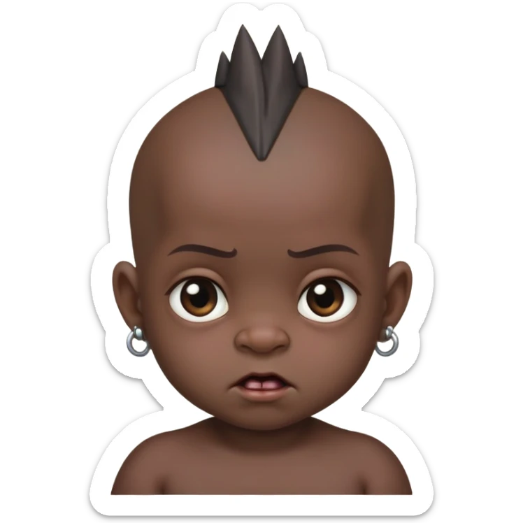 i want an extremely pitch balck baby with a mohawk in the center amd bald from the sides and make sure to make him really really ugly like extremely ugly sticker