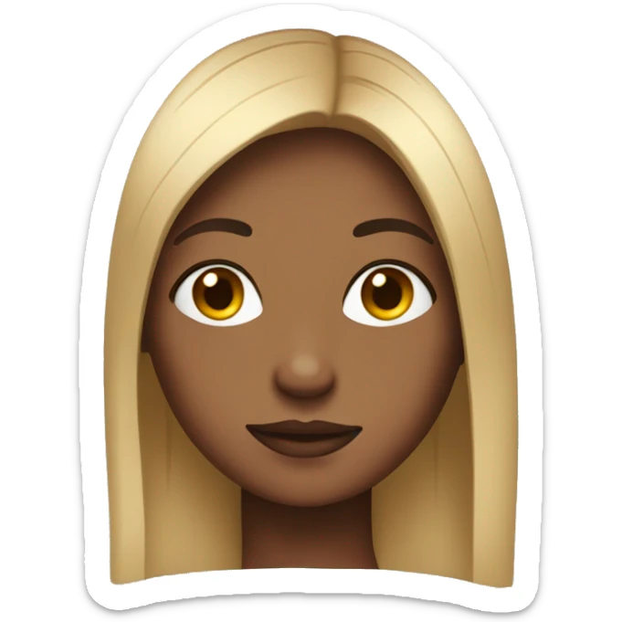 A girl with straight hair and a little brown skin sticker