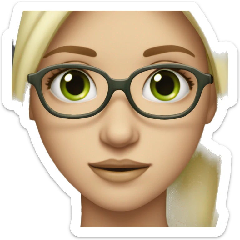 Blonde haired green eyed fair skinned girl with glasses and facial piercings sticker