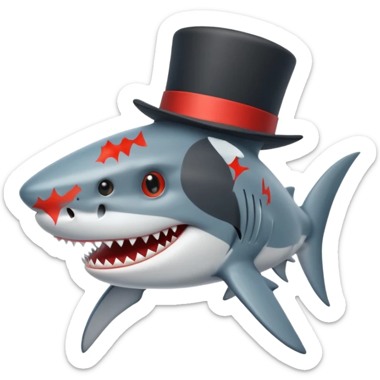 Shark with a top hat sticker