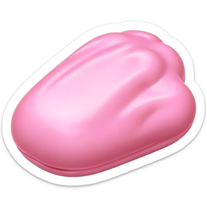 Cinematic Realistic Opaque Pink Slime, smooth and buttery with a pastel pink hue, ultra-glossy with a soft sheen, subtle folds and ridges forming as it moves, reflecting gentle highlights, glowing with a delicate, creamy texture, evoking a sense of playful satisfaction. sticker