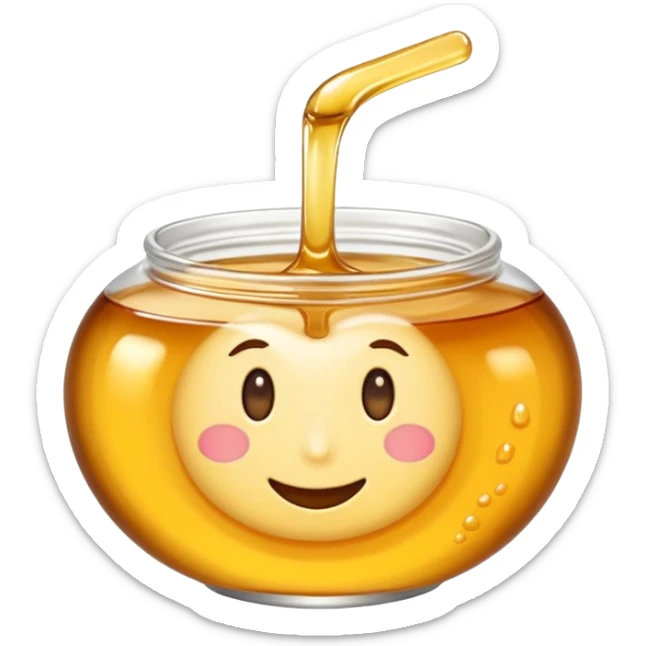 small swirl of pale golden syrup, glossy and thick, no jar or extras, soft lighting, subtle shadows, emoji scale sticker