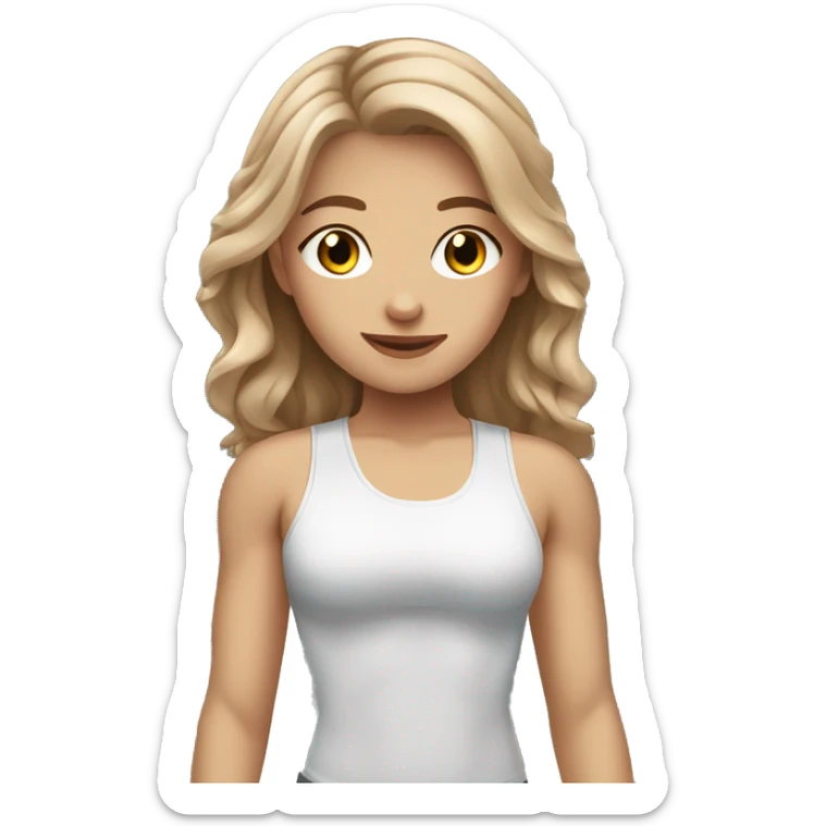 White beauty girl with light brown hair in the gym sticker