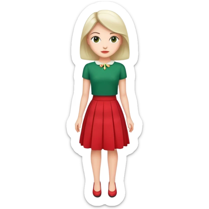 elegant dress with red top and green skirt sticker