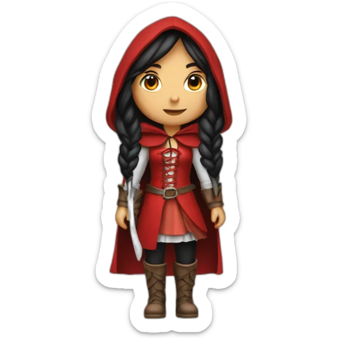 red-ridding-hood-girl-with-long-black-strait-hair-with-white-break sticker