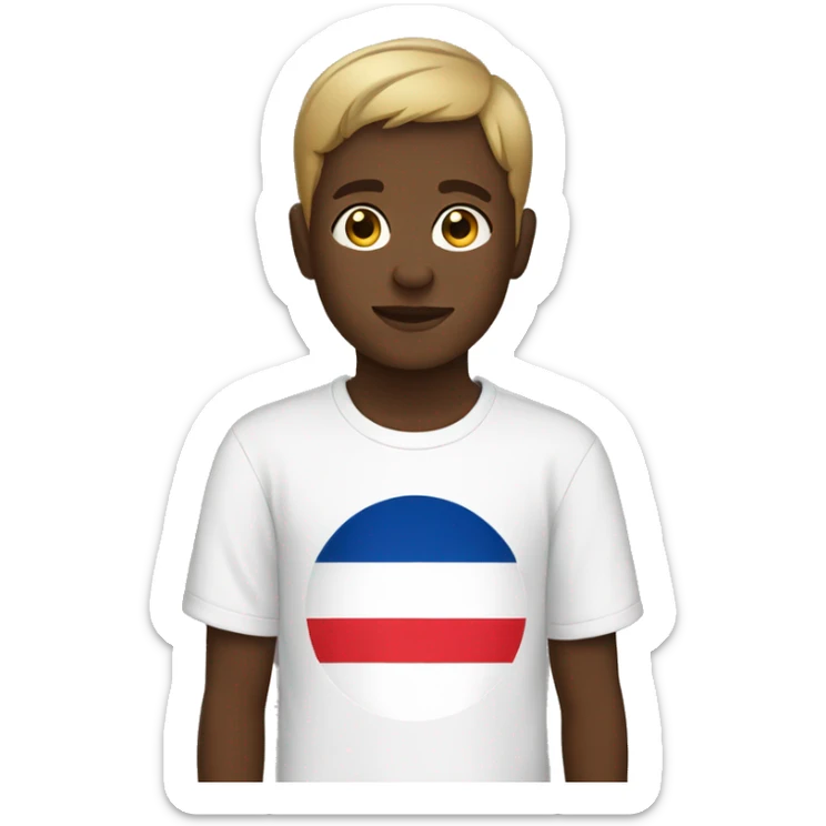 boy with short hair and dark skin and France t-shirt sticker