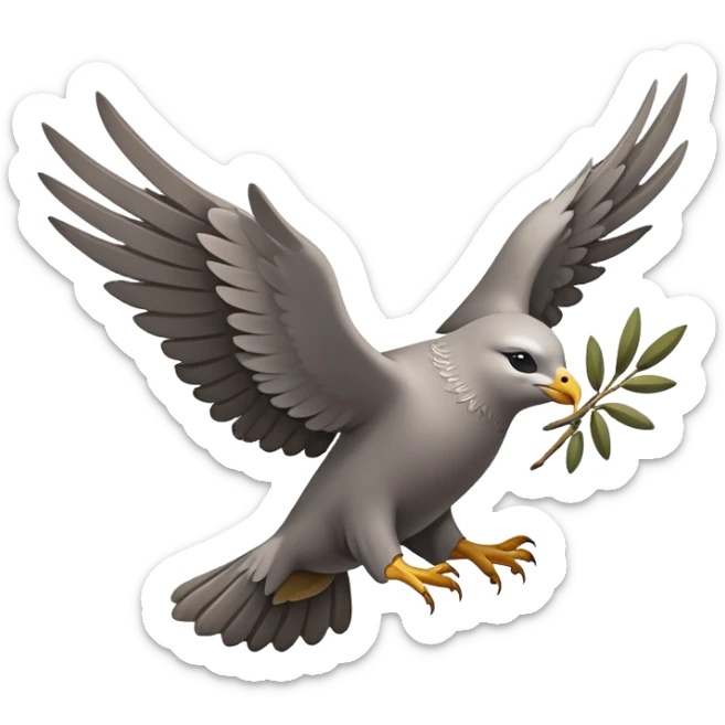 A flying seal, with eagle’s wings, carrying an olive branch like a dove of peace sticker