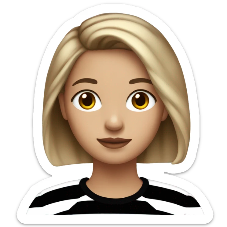 Girl with brown to blonde ombre hair and brown eyes wearing a black and white stripped sweater sticker
