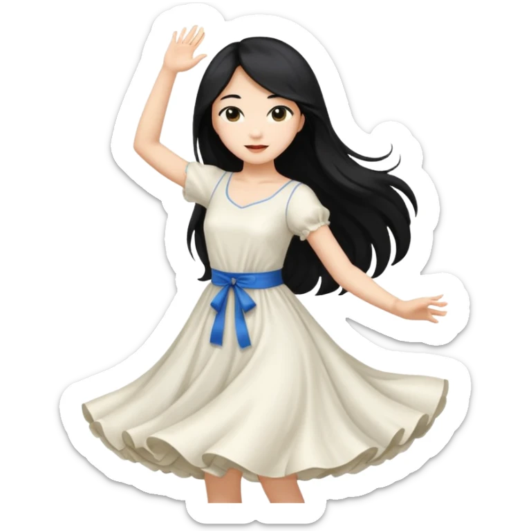 aisan girl with long black and white girl with blonde hair going to dance sticker