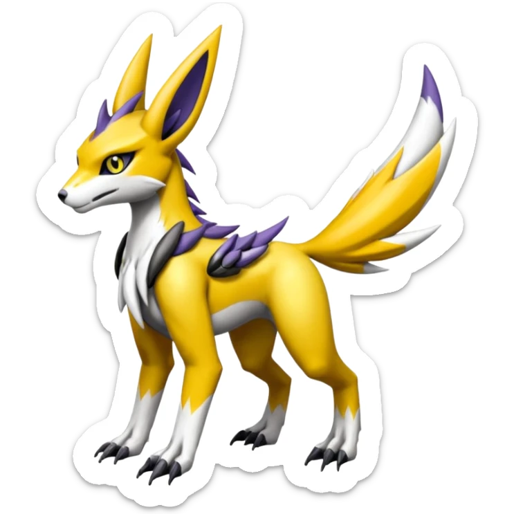 Meloetta-Wargreymon-Renamon-Sergal-Pokémon-Digimon-Fakémon-fusion-hybrid-creature sticker