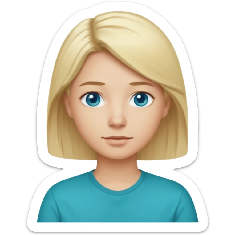 Change emoji of  blonde blue eyed  with Teal shirt (not the purple one) dont change other features sticker