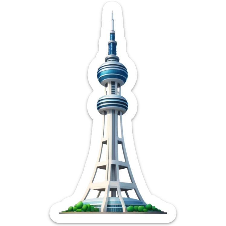 Cinematic Realistic N Seoul Tower Landmark Emoji, showcasing a futuristic tower with panoramic views rendered with sleek textures and vibrant, modern lighting. sticker