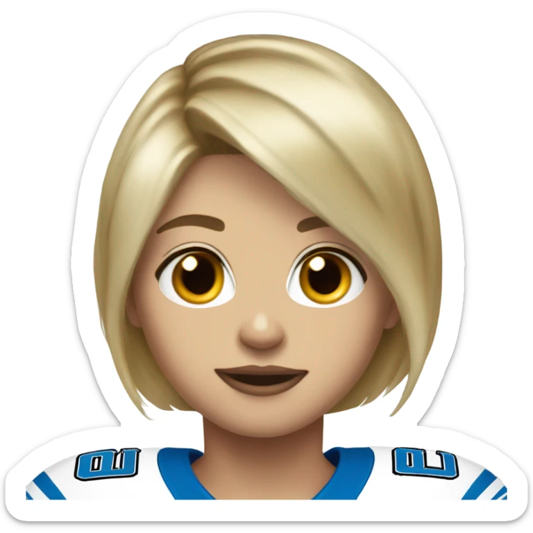 Dirty blonde short hair white 17 year old in Detroit lions jersey  sticker