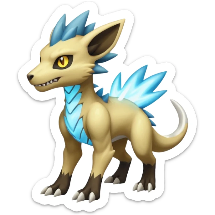Manectric-Luxray-Cubone-Marowak-Draco-Fakémon-hybrid-creature (full body), 4 legs sticker