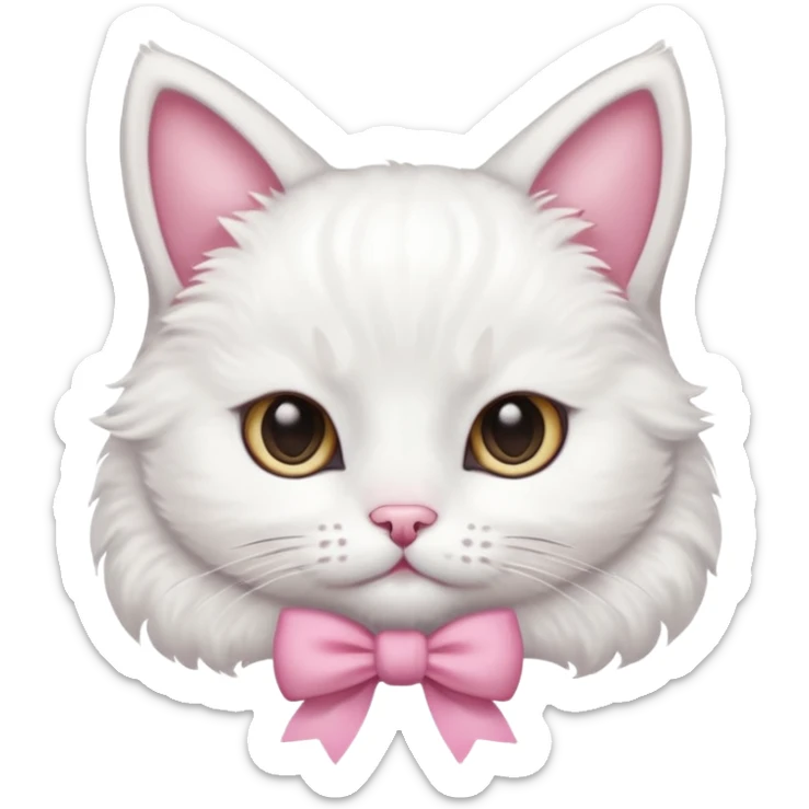 gatita tierna blanca con un monito rosita en una oreja sticker