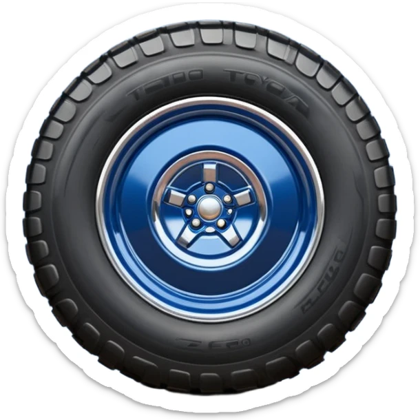 Chrome Tractor tires on glossy dark blue 2025 Toyota 86 off road rally car  sticker