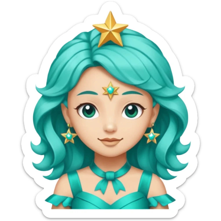 Stella sparkle sprite guardian of sparkle theater star-shaped head and a turquoise dress and ribbon sticker